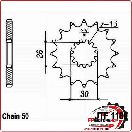 PIGNONE TRASMISSIONE PER MOTO JT 1180 Z18 RB AMMORTIZZATO JTF1180.18RB TRIUMPH