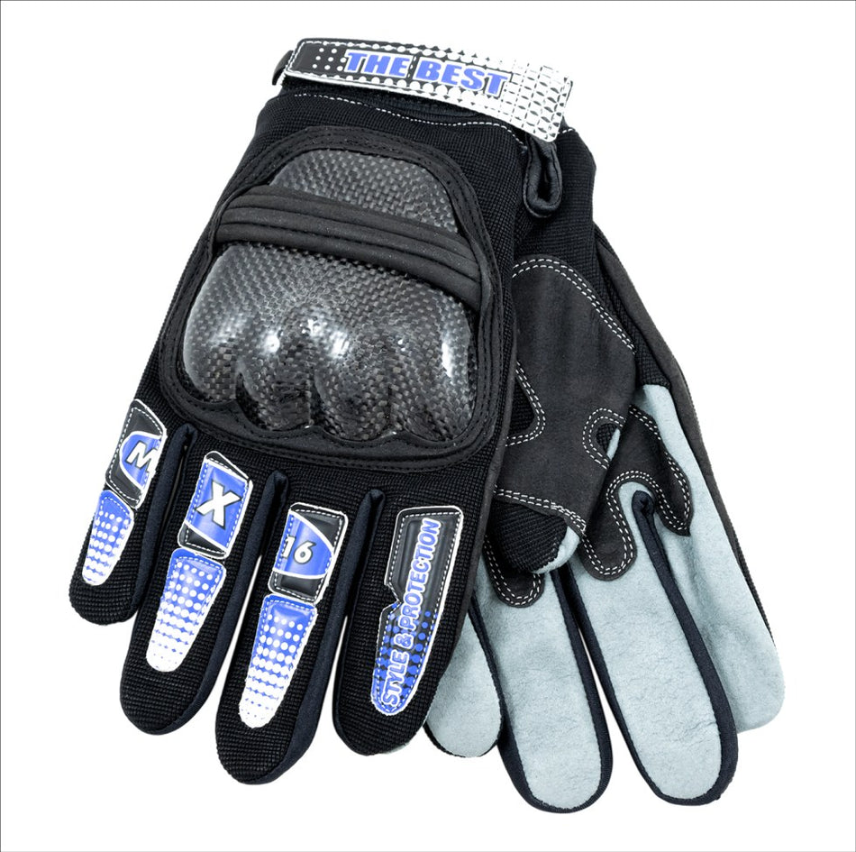 [AM.4335.L] Guanti MX-16 carbon protection-BLU tg. L