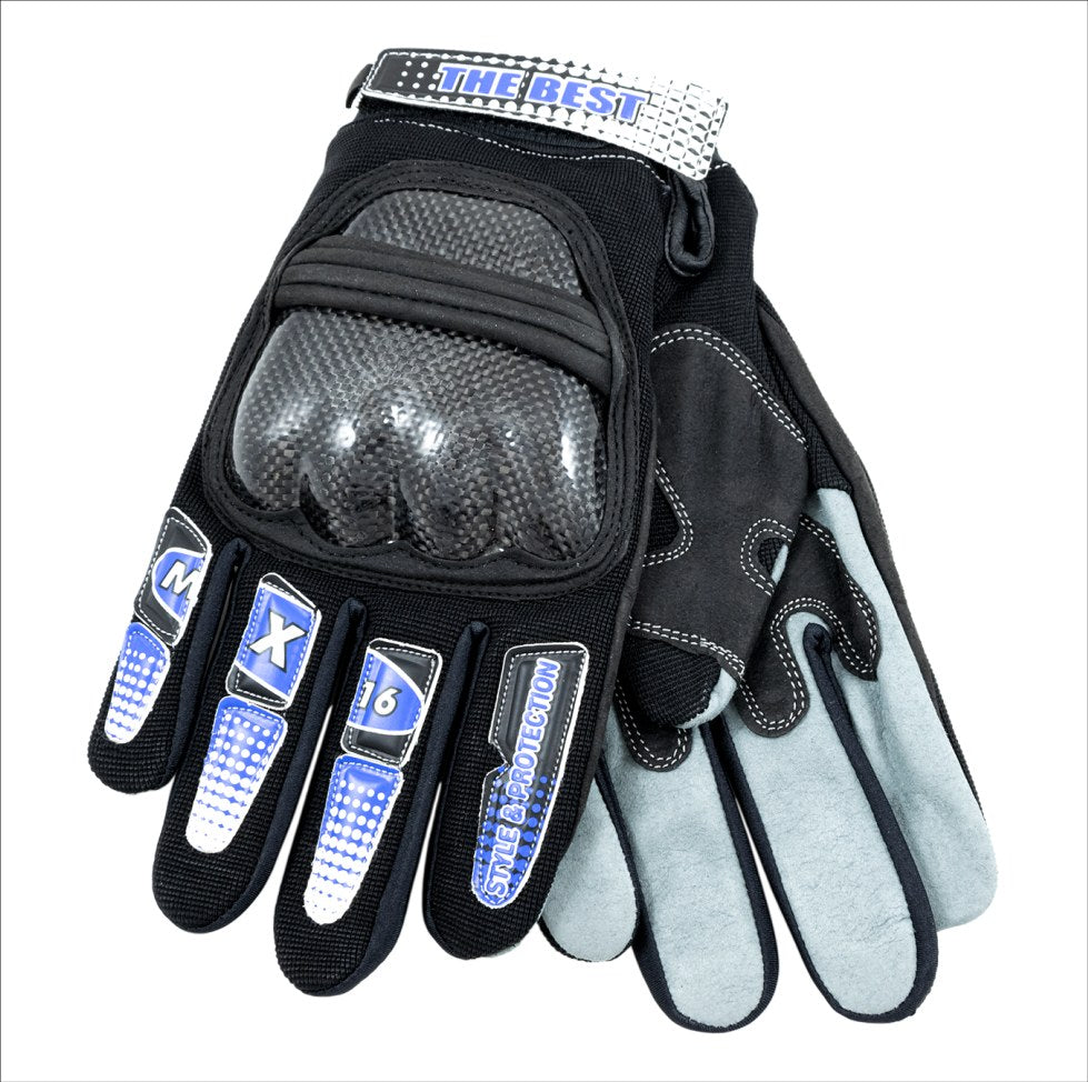 [AM.4335.XL] Guanti MX-16 carbon protection-BLU tg.XL