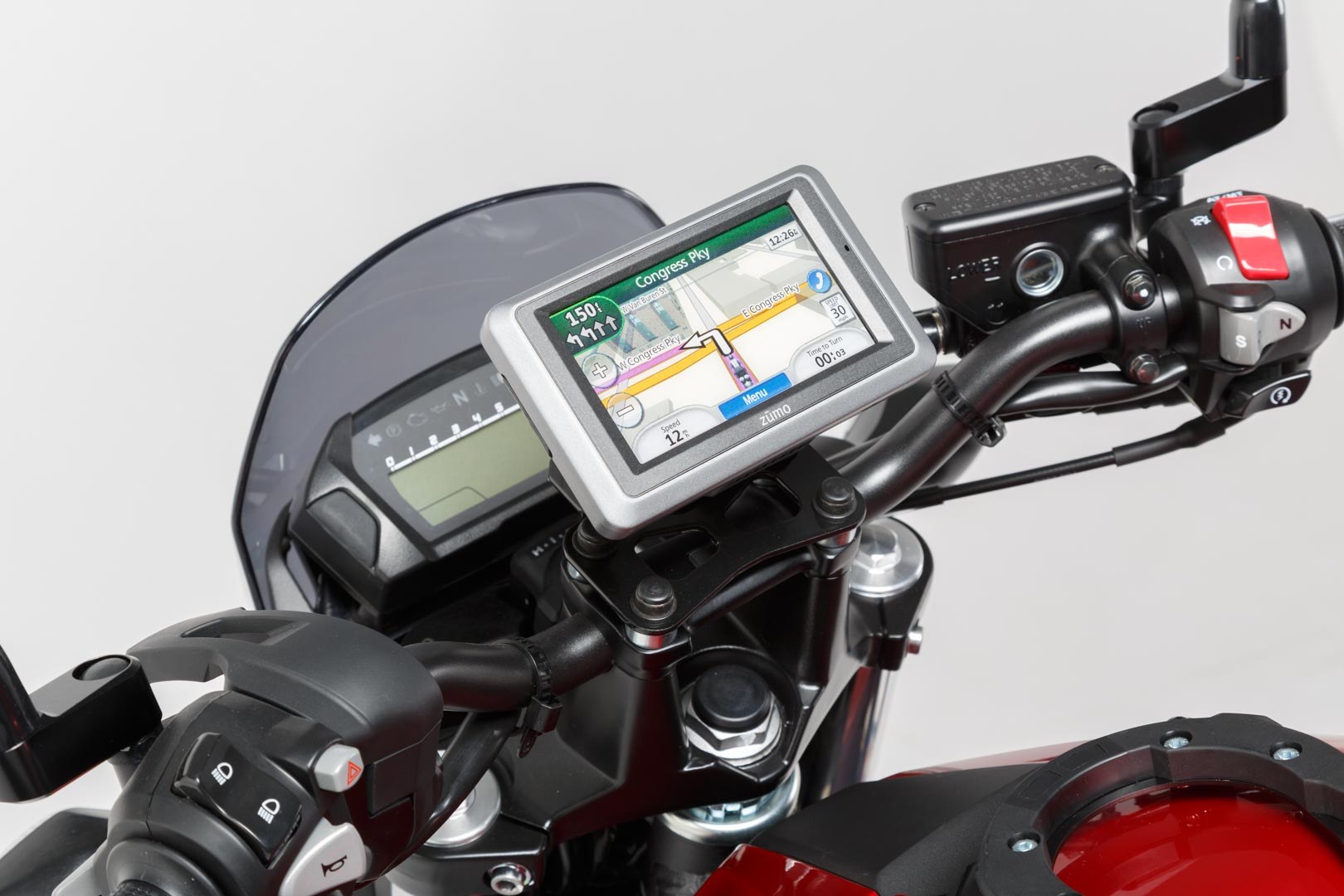 [GPS.00.646.10200/B] Supporto navigatore per manubrio Nero. Modelli BMW / Honda / Suzuki.