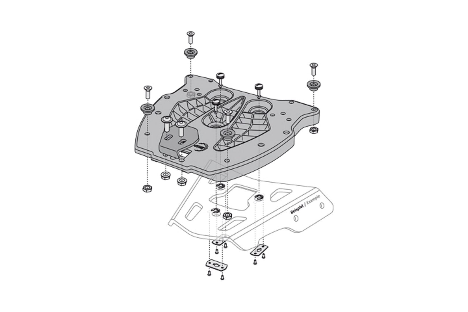 [GPT.00.152.400] Piatto adattatore per portabagagli ALU-RACK Per bauletto TRAX. Nero.