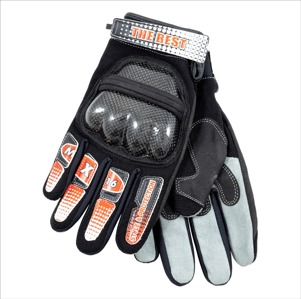 [AM.4336.XL] Guanti MX-16 carbon protection-RED tg.XL