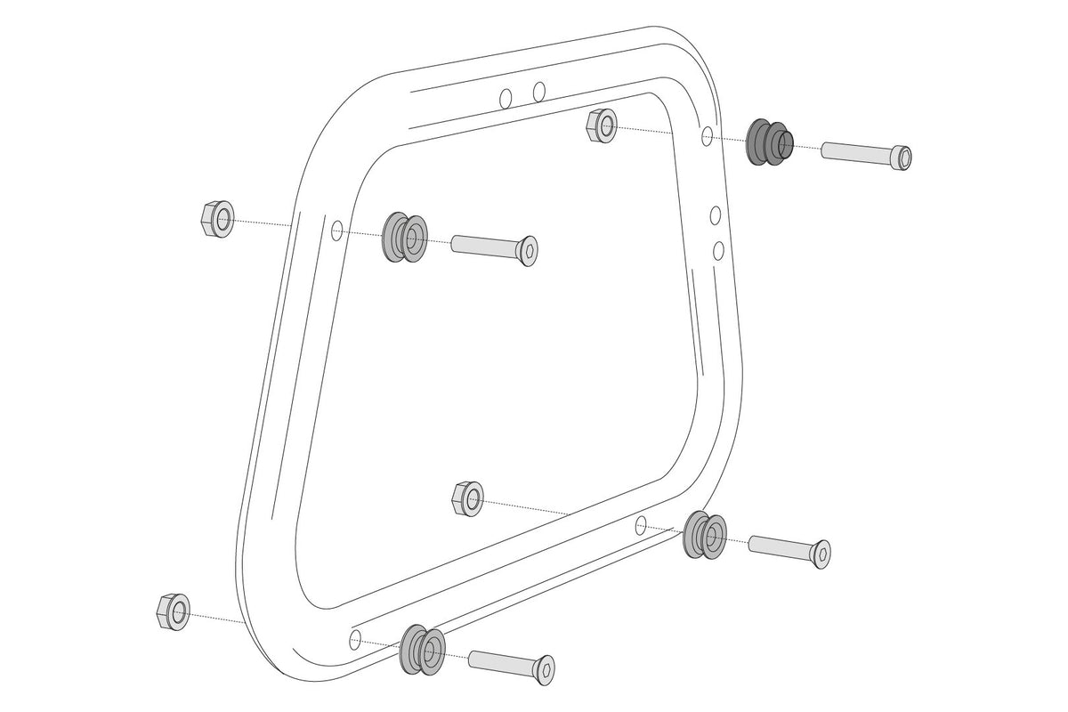 [KFT.00.152.22500/B] Kit adattatori per Telai laterali EVO Per valigie laterali AERO ABS. Mont. di 2 valigie.