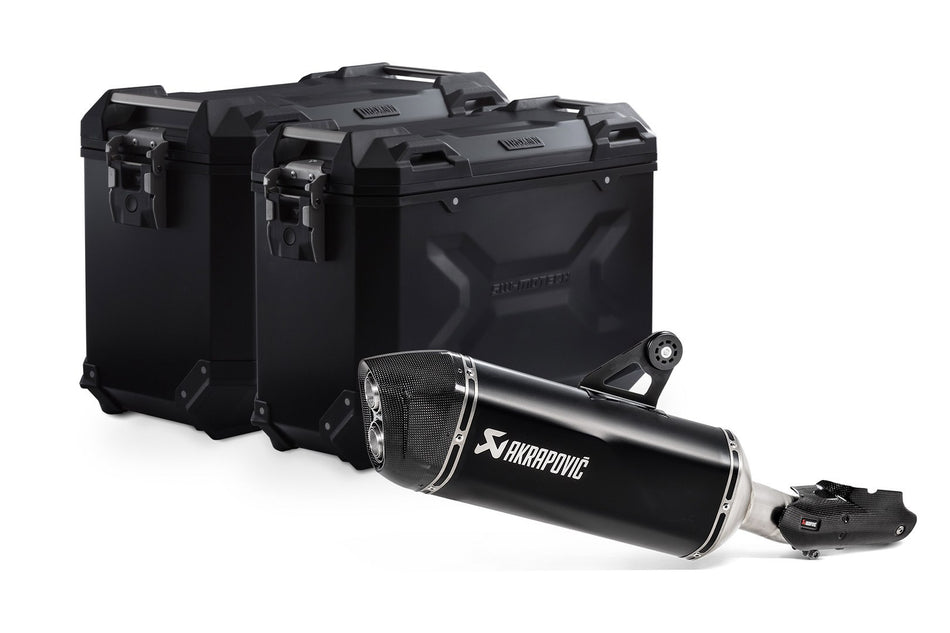 [KFT.07.664.72000/B] Sistema di valigie TRAX ADV + Akrapovic Nero. 45/37 l. BMW R 1250 GS/Adv/Rallye (18-).