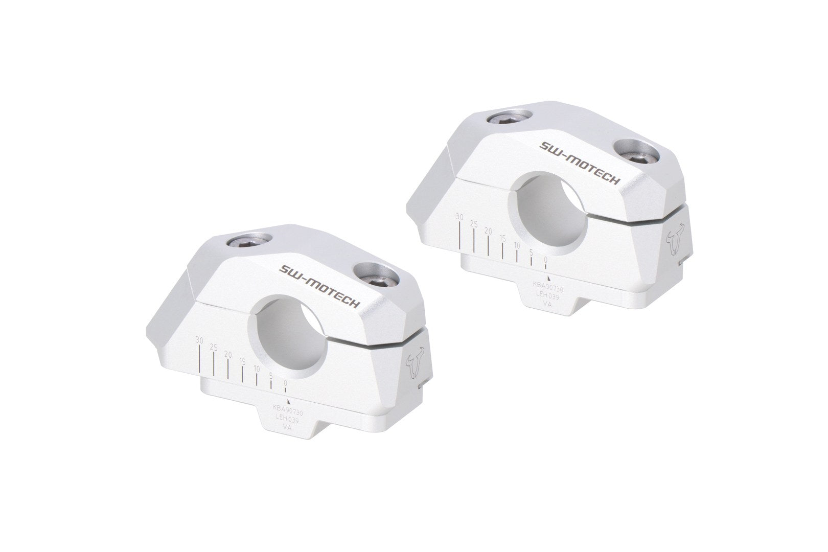 [LEH.00.039.30000/S] Riser manubrio inclinato regolabile per Ã22 A=25mm. Spostabile 5/10/15/20/25/30 mm. Argento.
