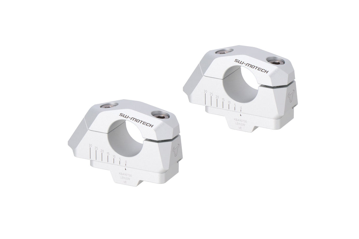 [LEH.00.039.31100/S] Riser manubrio inclinato regolabile Ã28 con offset Argento. BMW F 850 GS/Adv (17-), F 900 GS (23-).