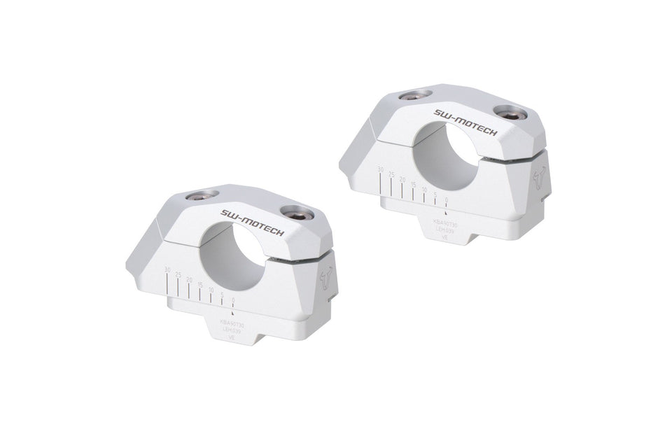 [LEH.00.039.31100/S] Riser manubrio inclinato regolabile Ã28 con offset Argento. BMW F 850 GS/Adv (17-), F 900 GS (23-).
