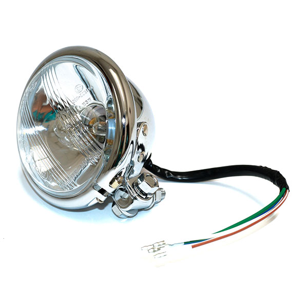 FARO FANALE ANTERIORE TONDO 124mm CROMATO 12V S2 35/35W PER MOTO UNIVERSALE