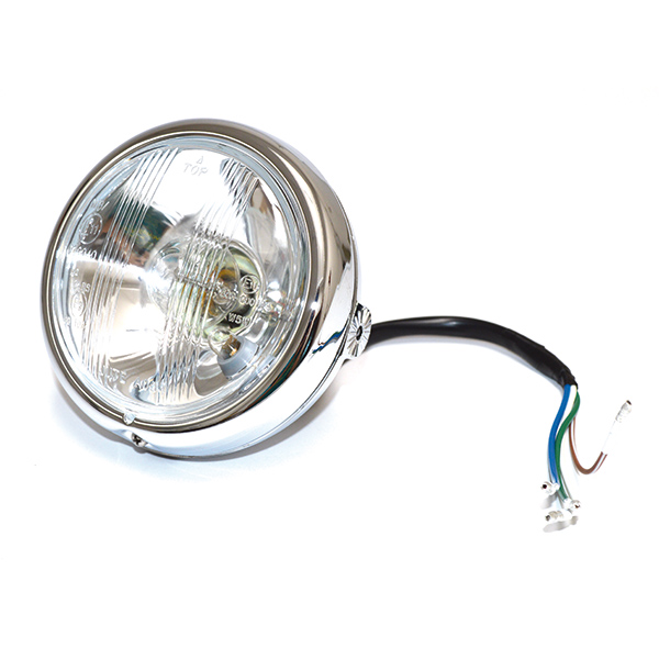 FARO FANALE ANTERIORE TONDO 127mm CROMATO 12V S2 LUCE UNIVERSALE PER MOTO