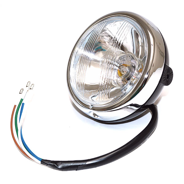 FARO FANALE ANTERIORE TONDO 127mm NERO 12V S2 C/LUCE UNIVERSALE PER MOTO
