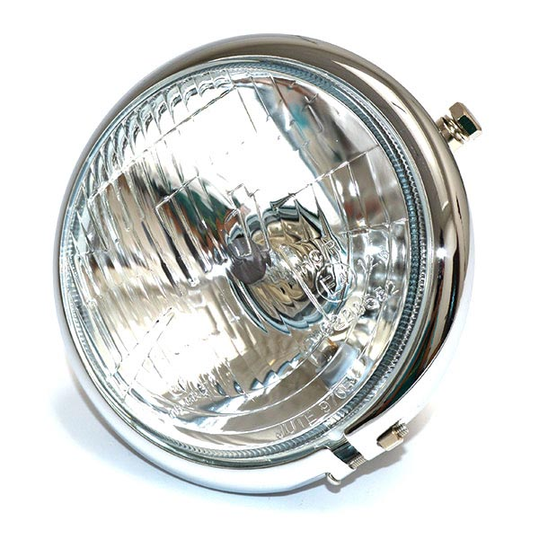 FARO FANALE ANTERIORE TONDO 158mm CROMATO RIGATO 12V H4 UNIVERSALE PER MOTO