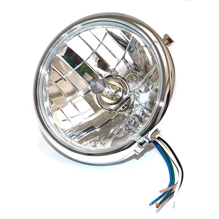 FARO FANALE ANTERIORE TONDO 158mm CROMATO TRASPARENTE 12V H4 UNIVERSALE PER MOTO