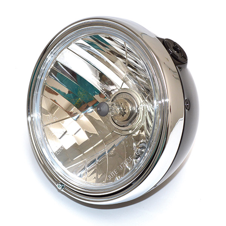 FARO FANALE ANTERIORE TONDO 201mm NERO VETRO TRASPARENTE H4 UNIVERSALE PER MOTO