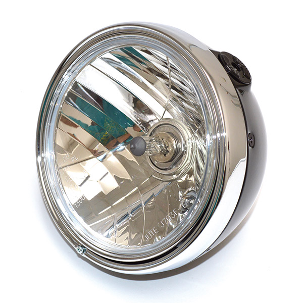 FARO FANALE ANTERIORE TONDO 201mm NERO VETRO TRASPARENTE H4 UNIVERSALE PER MOTO