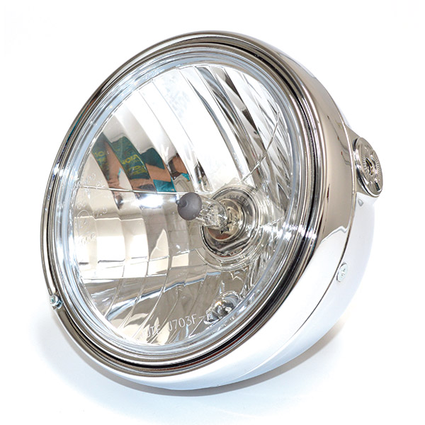 FARO FANALE ANTERIORE TONDO 201mm CROMATO TRASPARENTE 12V H4 UNIVERSALE PER MOTO