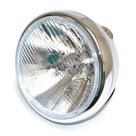 FARO FANALE ANTERIORE TONDO 190mm CROMATO VETRO RIGATO-H4 UNIVERSALE PER MOTO