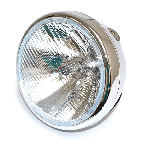FARO FANALE ANTERIORE TONDO 190mm CROMATO VETRO RIGATO-H4 UNIVERSALE PER MOTO