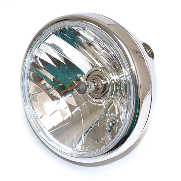 FARO FANALE ANTERIORE TONDO 190mm CROMATO VETRO 12V H4 UNIVERSALE PER MOTO