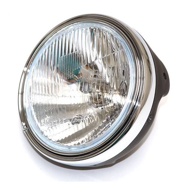 FARO FANALE ANTERIORE TONDO 201mm NERO-VETRO TRASPARENTE-H4 UNIVERSALE PER MOTO