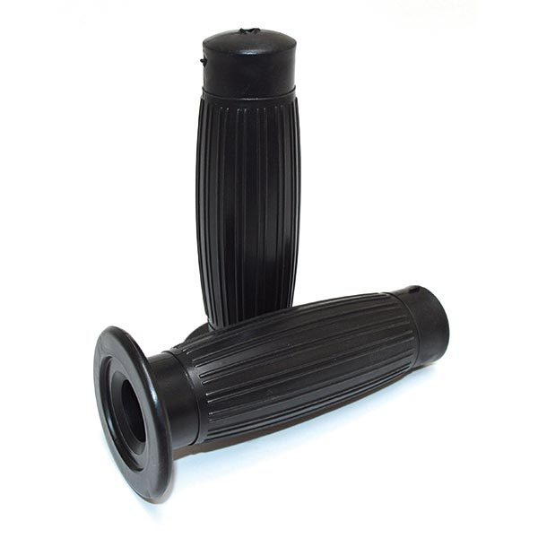 COPPIA MANOPOLE VINTAGE NERO PER MANUBRIO MOTO EPOCA UNIVERSALI 22>25mm