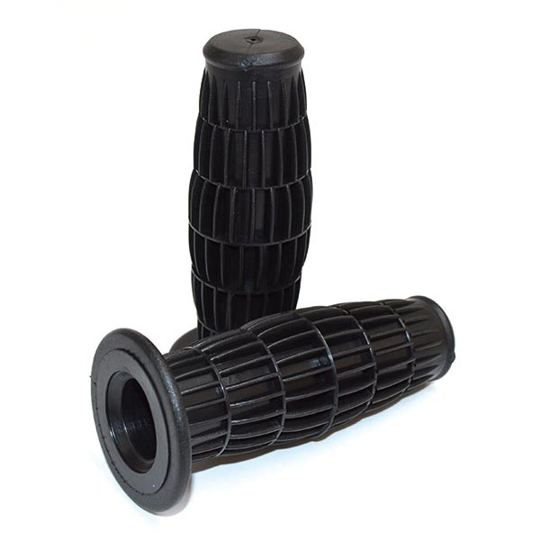 COPPIA MANOPOLE VINTAGE NERO PER MANUBRIO MOTO EPOCA UNIVERSALI 24>26mm