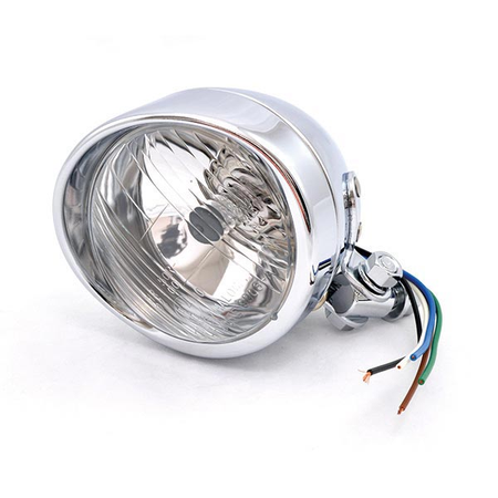 FARO FANALE ANTERIORE TONDO 108mm CROMATO 12V H4 C/VISIERA UNIVERSALE PER MOTO