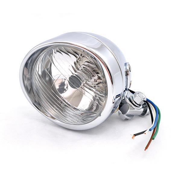 FARO FANALE ANTERIORE TONDO 108mm CROMATO 12V H4 C/VISIERA UNIVERSALE PER MOTO