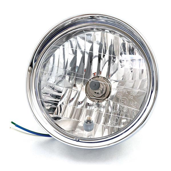 FARO FANALE ANTERIORE TONDO 190mm CROMATO H4 C/VISIERA 12V UNIVERSALE PER MOTO