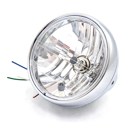 FARO FANALE ANTERIORE TONDO 190mm CROMATO TRASPARENTE-H4 UNIVERSALE PER MOTO