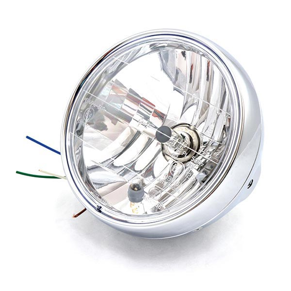 FARO FANALE ANTERIORE TONDO 190mm CROMATO TRASPARENTE-H4 UNIVERSALE PER MOTO
