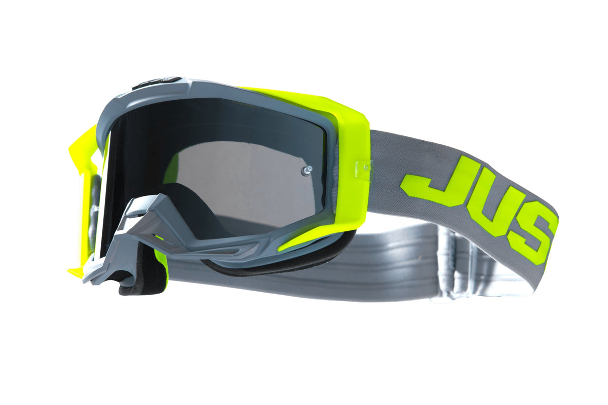 [J1G12-326] MASCHERA JUST1 IRIS 2.0 GRIGIO GIALLO FLUO LENTE A SPECCHIO