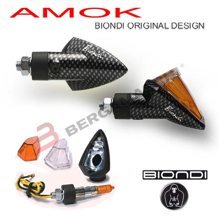 COPPIA FRECCE UNIVERSALI PER MOTO AMOK CORTA 12V 21W H21W CARBON LOOK OMOLOGATE