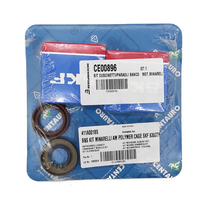 KIT CUSCINETTI/PARAOLI BANCO MOT.MINARELLI AM6 411A001BS APRILIA YAMAHA VENT