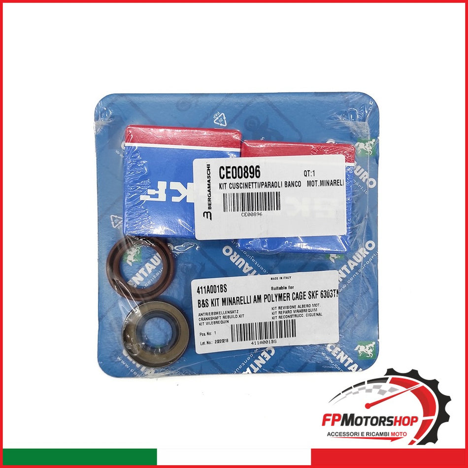 KIT CUSCINETTI/PARAOLI BANCO MOT.MINARELLI AM6 411A001BS APRILIA YAMAHA VENT