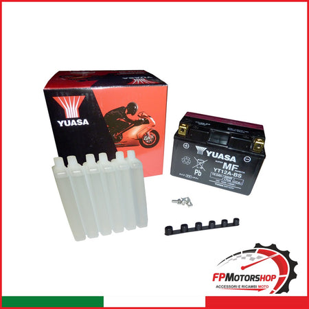 BATTERIA YUASA YT12A-BS CON ACIDO APRILIA HONDA KAWASAKI PIAGGIO