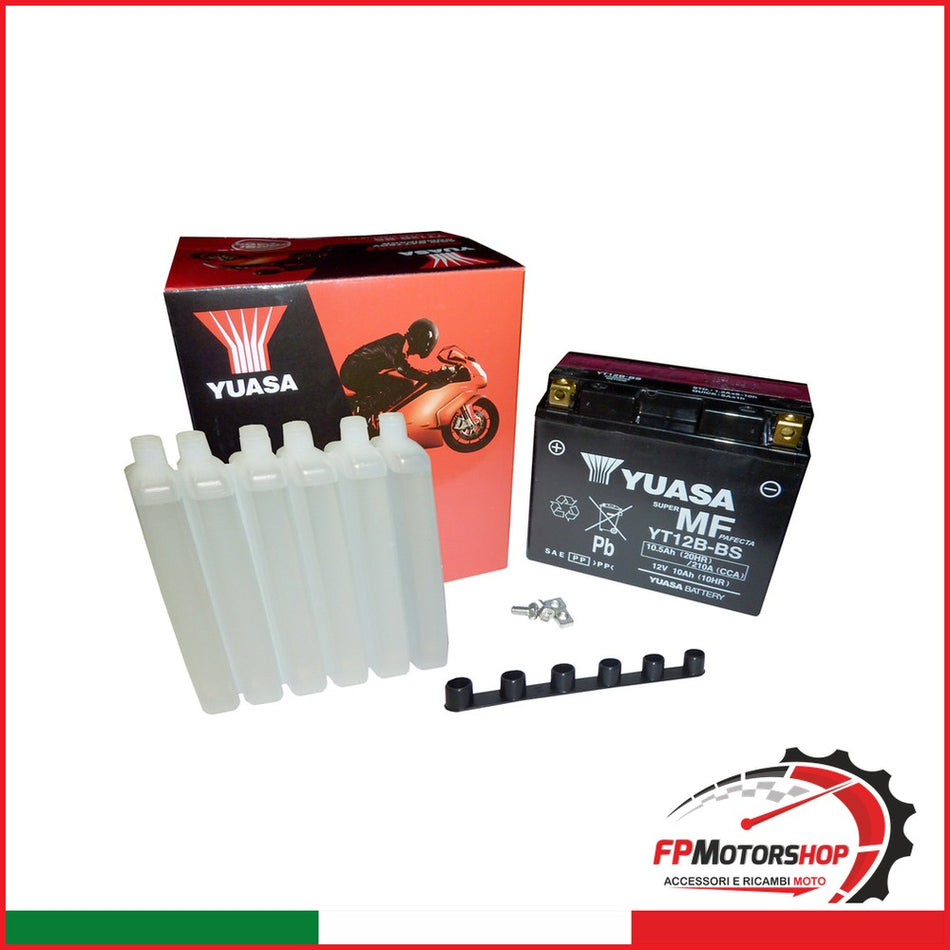 BATTERIA YUASA YT12B-BS CON ACIDO APRILIA CAGIVA DUCATI KAWASAKI
