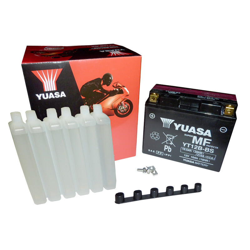 BATTERIA YUASA YT12B-BS CON ACIDO APRILIA CAGIVA DUCATI KAWASAKI