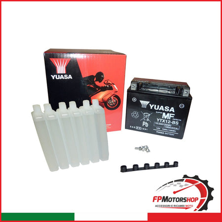 BATTERIA YUASA YTX12-BS CON ACIDO APRILIA BMW HONDA KAWASAKI