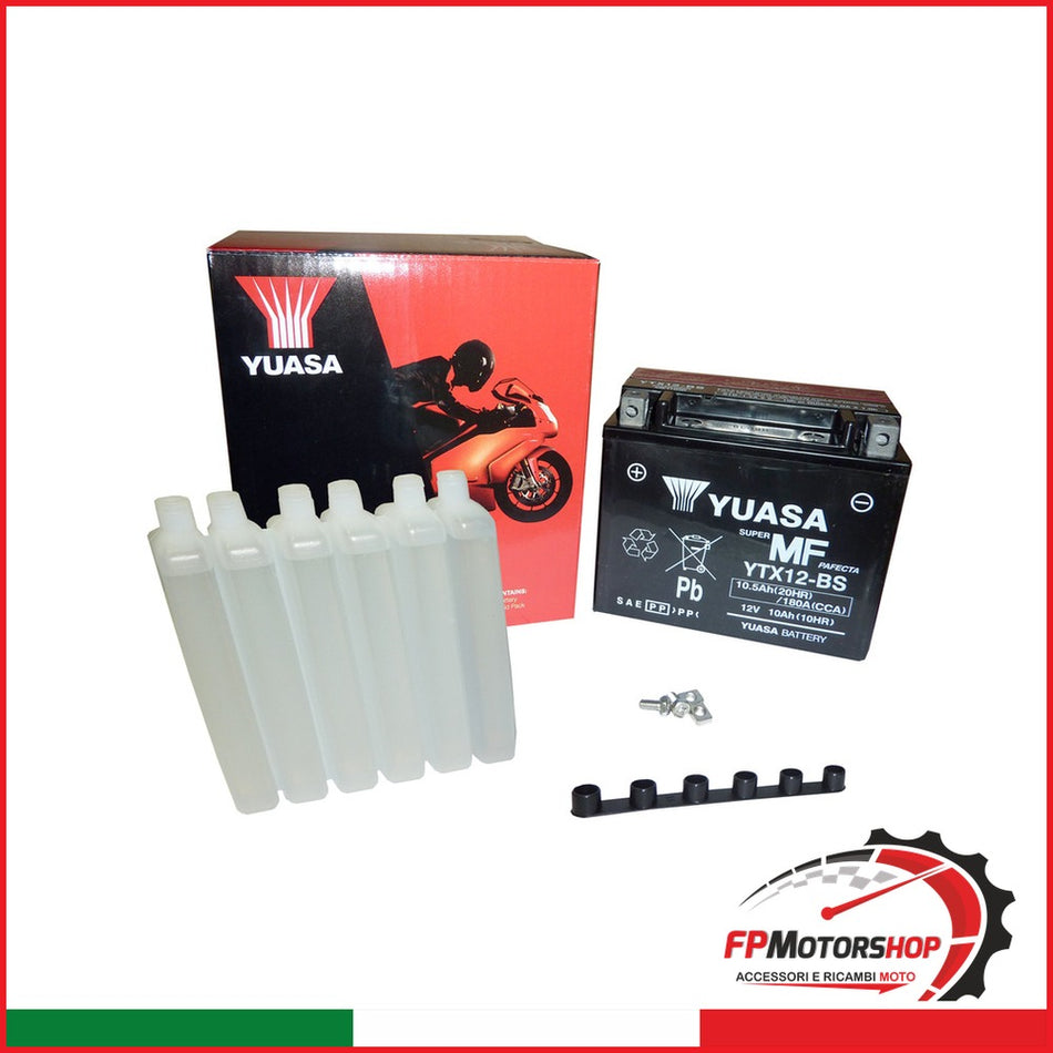 BATTERIA YUASA YTX12-BS CON ACIDO APRILIA BMW HONDA KAWASAKI