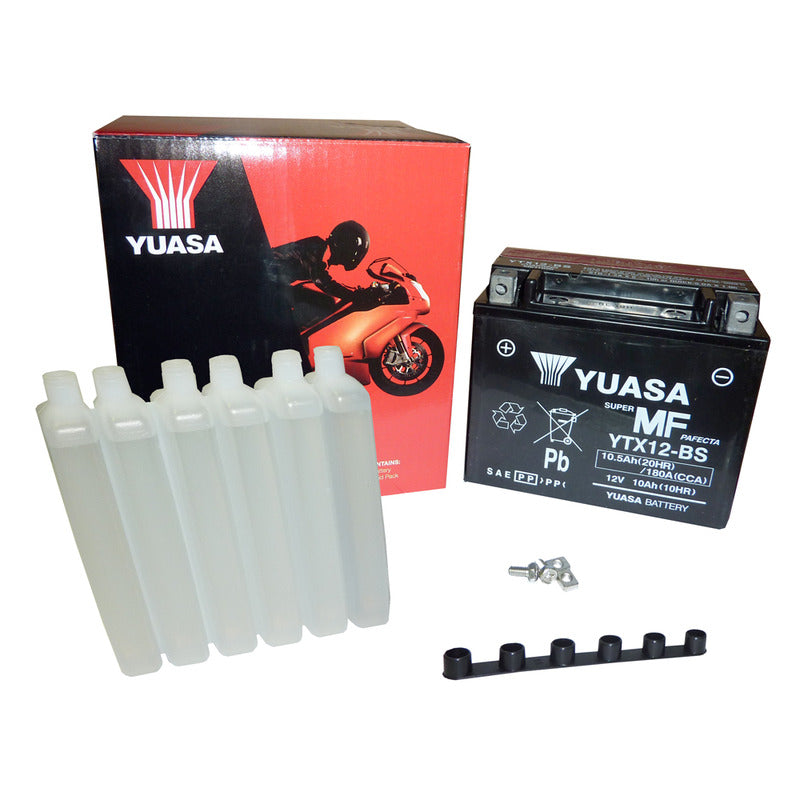 BATTERIA YUASA YTX12-BS CON ACIDO APRILIA BMW HONDA KAWASAKI