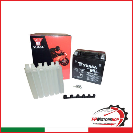 BATTERIA YUASA YTX14-BS CON ACIDO APRILIA BMW CAGIVA HONDA