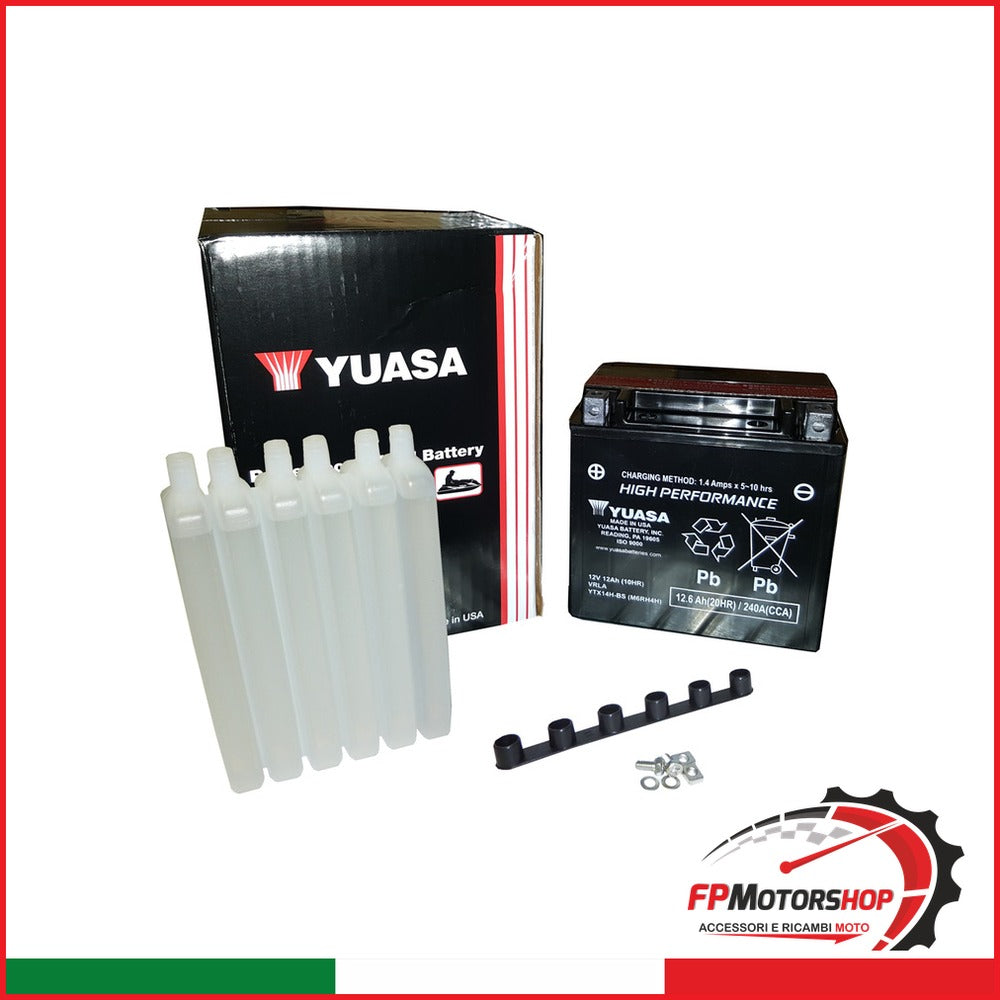 BATTERIA YUASA YTX14H-BS CON ACIDO APRILIA BMW ROYAL ENFIELD