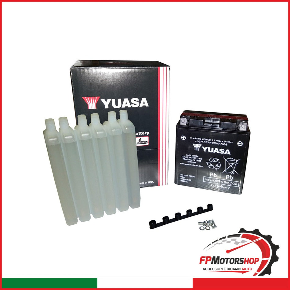 BATTERIA YUASA YTX20CH-BS CON ACIDO HONDA MOTO GUZZI SUZUKI MORINI