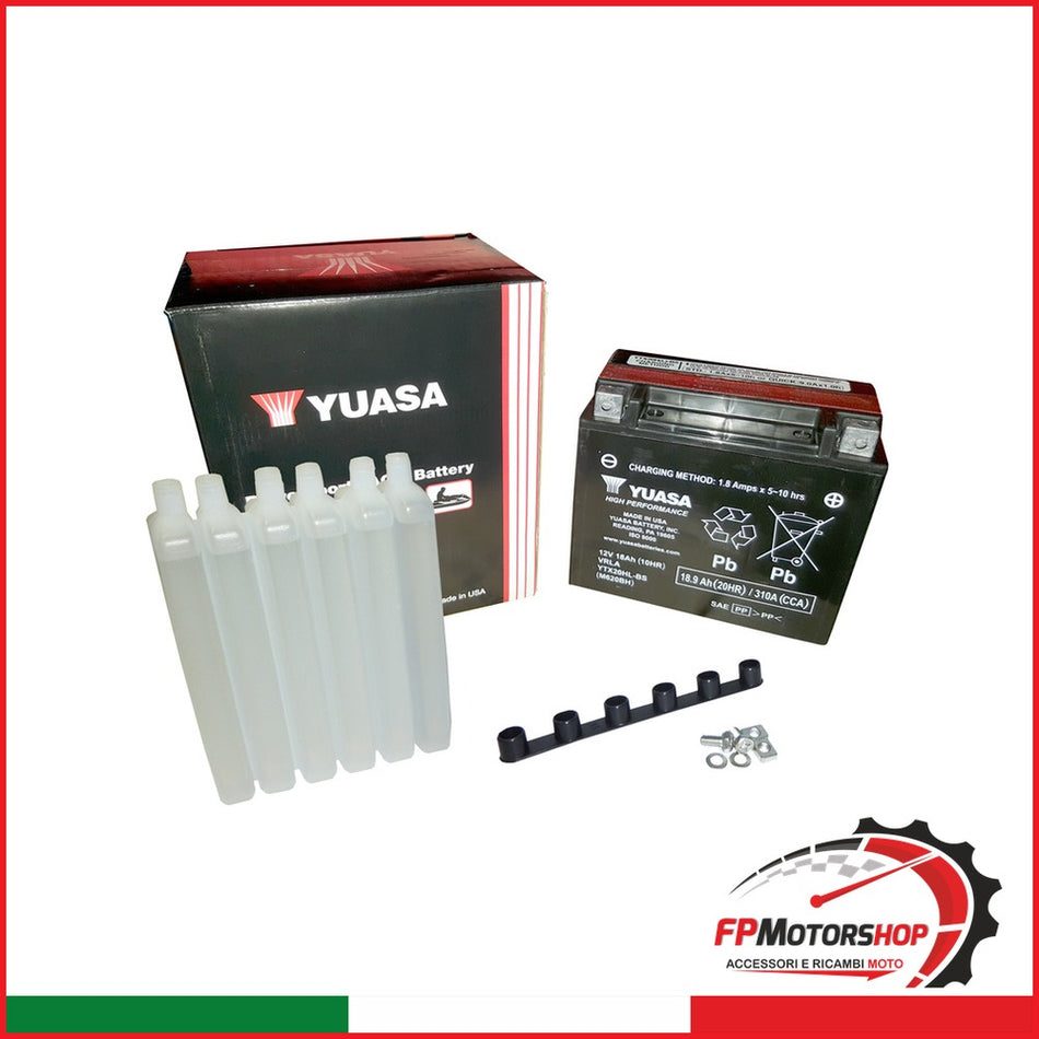 BATTERIA YUASA YTX20HL-BS CON ACIDO HONDA KAWASAKI HARLEY DAVIDSON