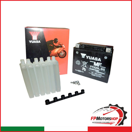 BATTERIA YUASA YTX20L-BS CON ACIDO HONDA MOTO GUZZI HARLEY DAVIDSON