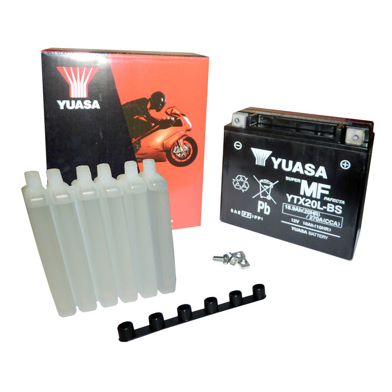 BATTERIA YUASA YTX20L-BS CON ACIDO HONDA MOTO GUZZI HARLEY DAVIDSON