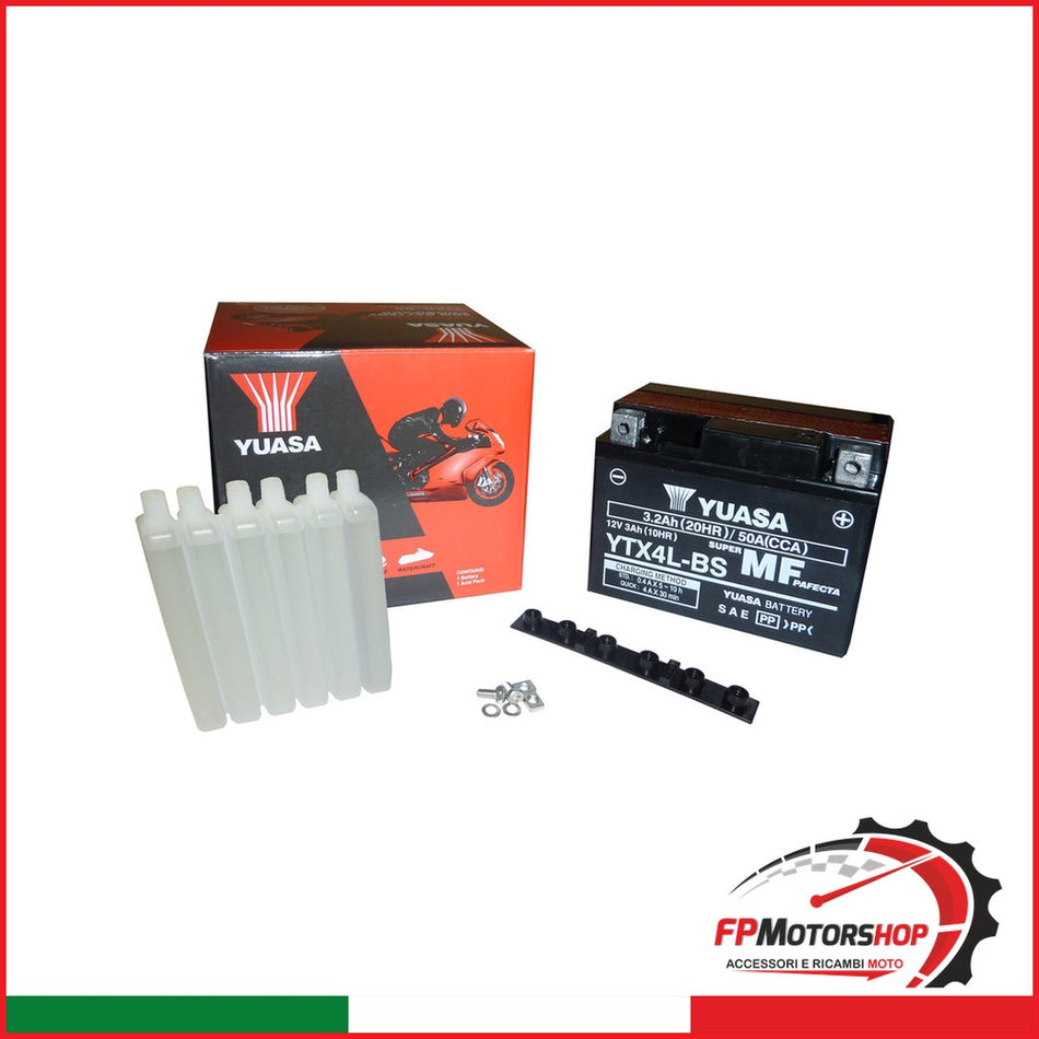 BATTERIA YUASA YTX4L-BS CON ACIDO APRILIA HONDA PIAGGIO SUZUKI