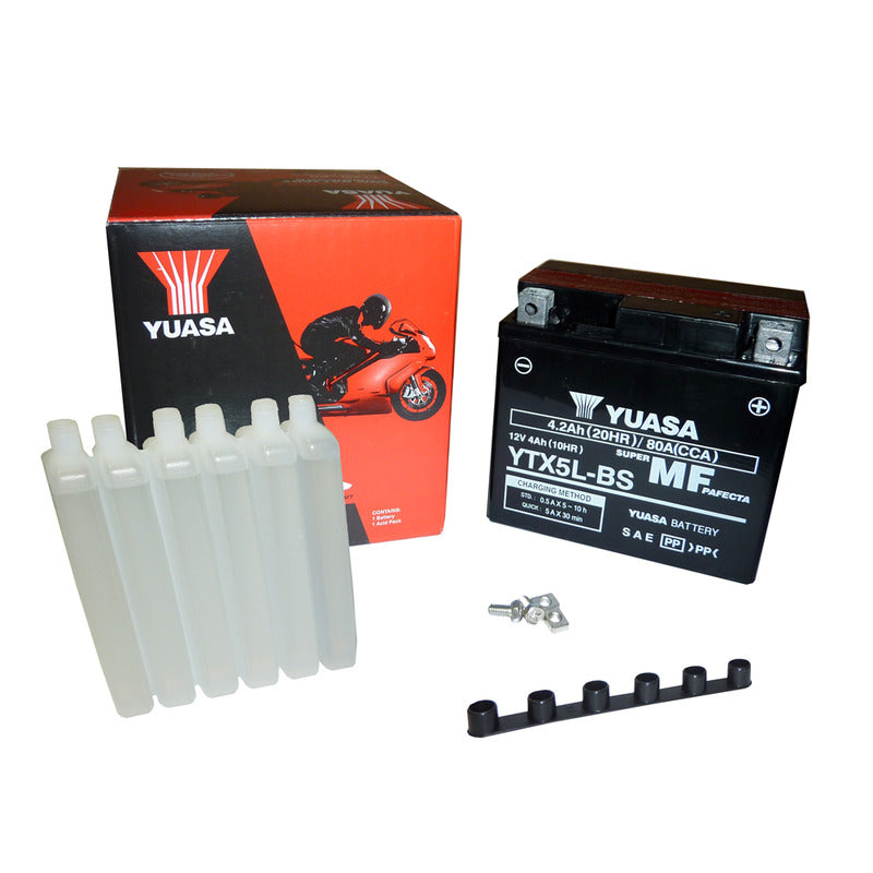 BATTERIA YUASA YTX5L-BS CON ACIDO APRILIA HONDA PIAGGIO SUZUKI