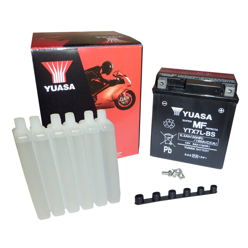 BATTERIA YUASA YTX7L-BS CON ACIDO RK APRILIA HONDA KAWASAKI PIAGGIO