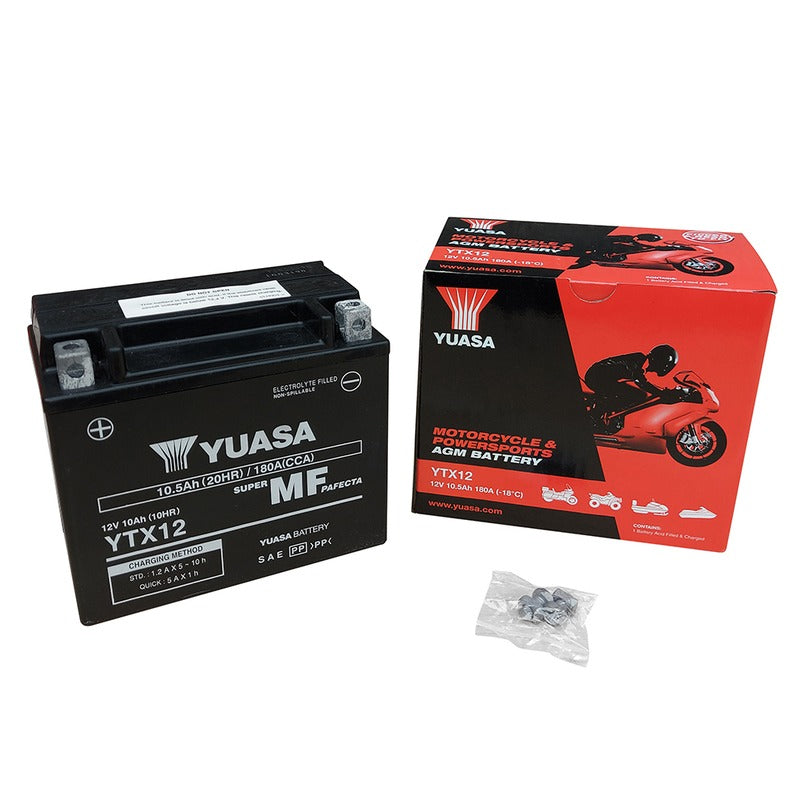 BATTERIA YUASA YTX12 PRECARICATA SIGILLATA APRILIA BMW HONDA KAWASAKI